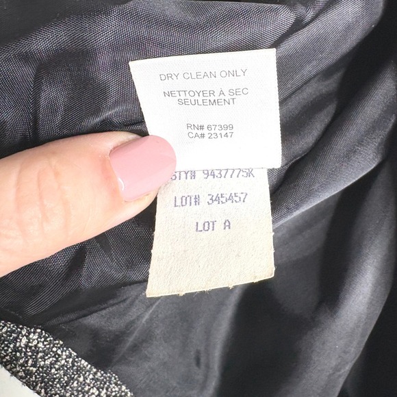 Vintage Talbots Black White tweed Cropped‎ Bolero Jacket Velvet Trim Women's 12 - Picture 4 of 5